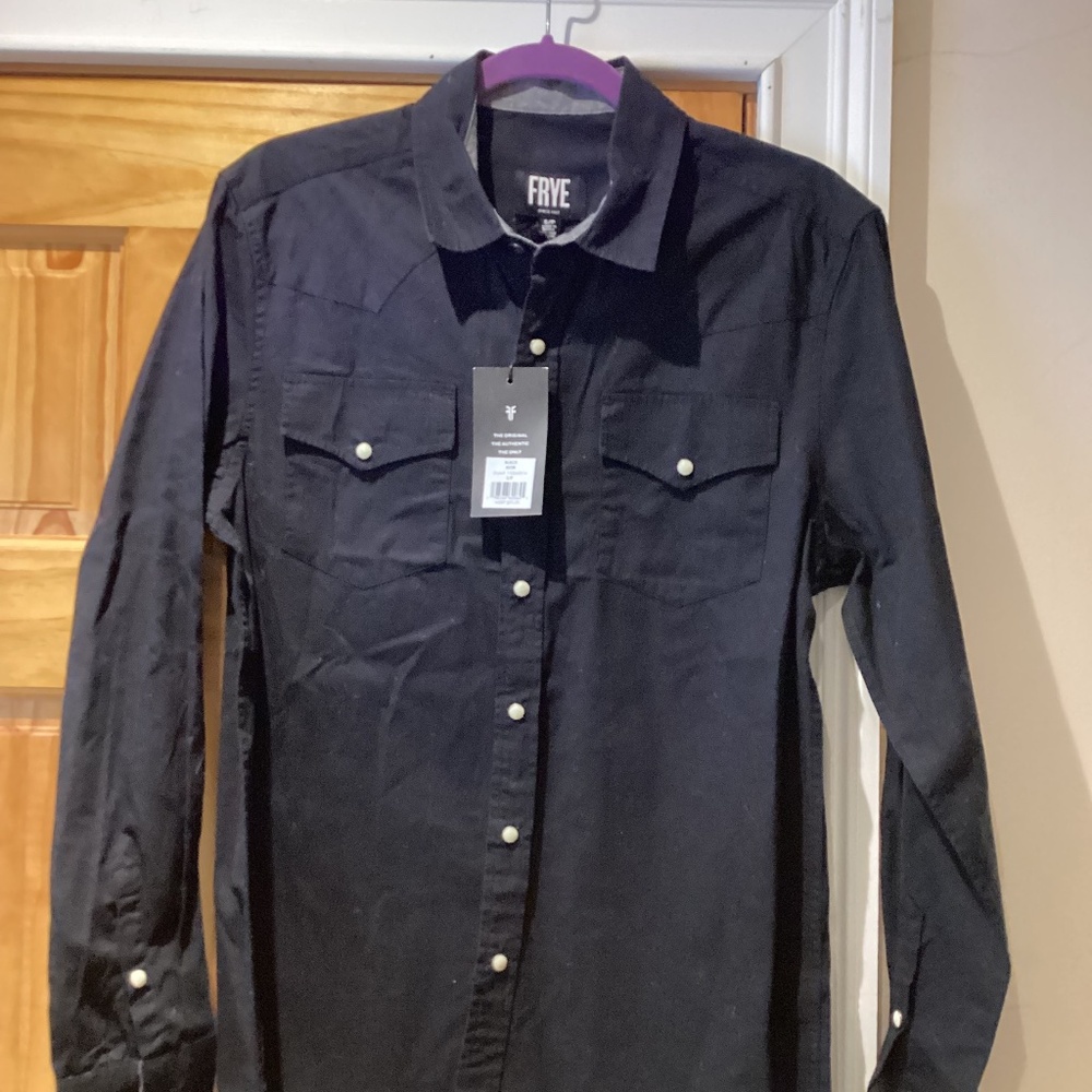 Frye Pearl Snap Western Shirt Black Size Small